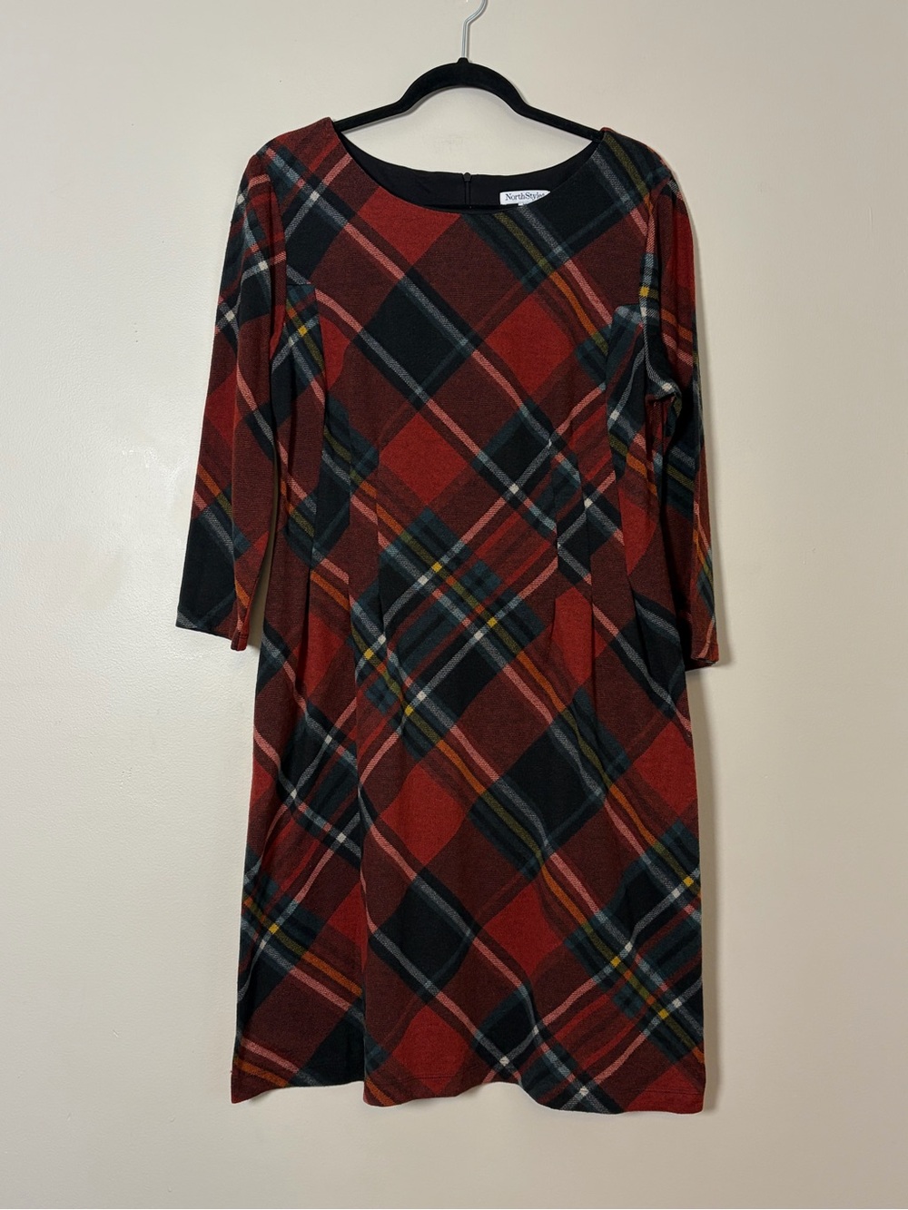 Northstyle | Plaid Fall lightweight dress Women’s size 14 stretch burnt orange
